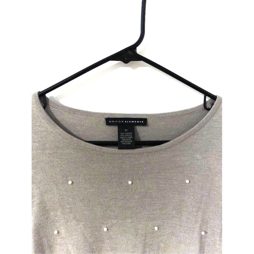 Grace Elements Beaded Sweater Flounce Sleeve Pull… - image 2